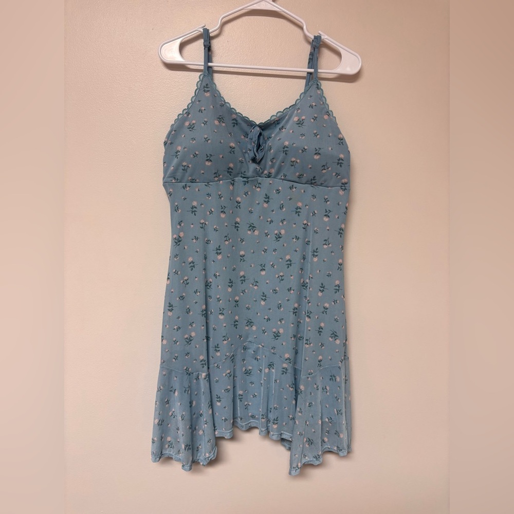 No Boundaries dress babydoll hanky hem mesh floral blue fairy dainty XXL 20